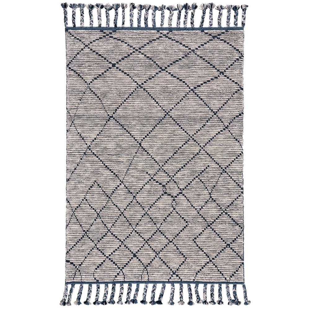 Twain Transitional Diamond, Taupe/Blue/White, 5'-6" x 8'-6" Area Rug. Picture 1