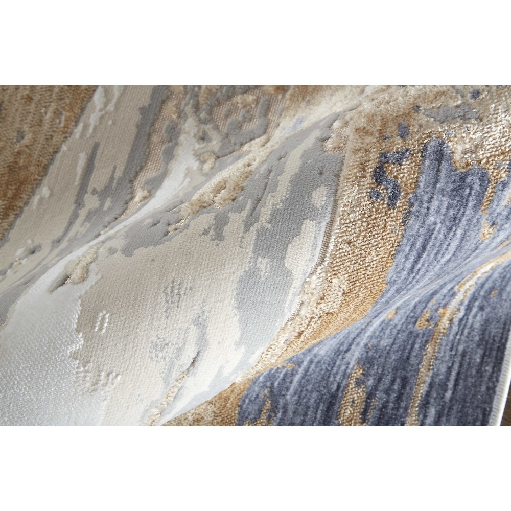 Laina Transitional Abstract, Tan/Orange/Ivory, 7'-10" x 9'-6" Area Rug. Picture 5