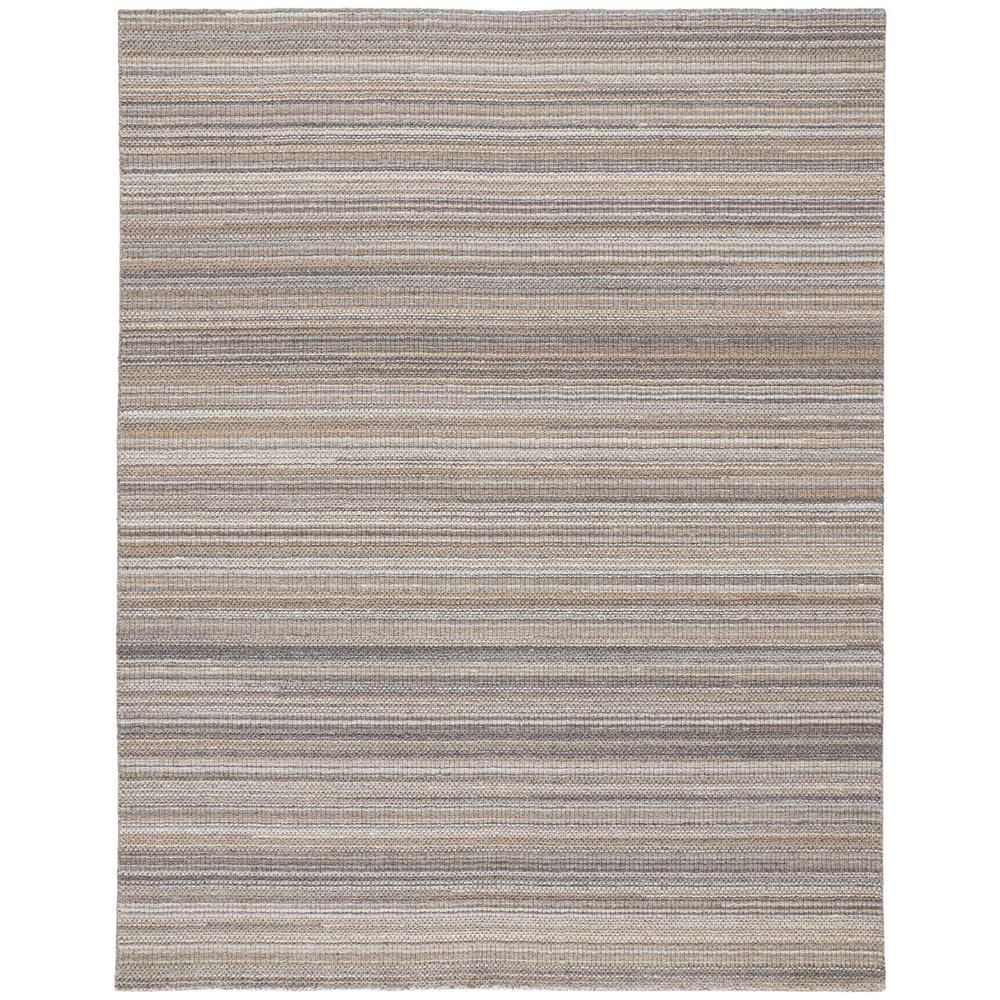 Keaton Handmade Wool Rug, Neutral Stripe, Tan/Silver Gray, 5ft x 8ft Area Rug, KTN8018FBRNMLTE10. Picture 2