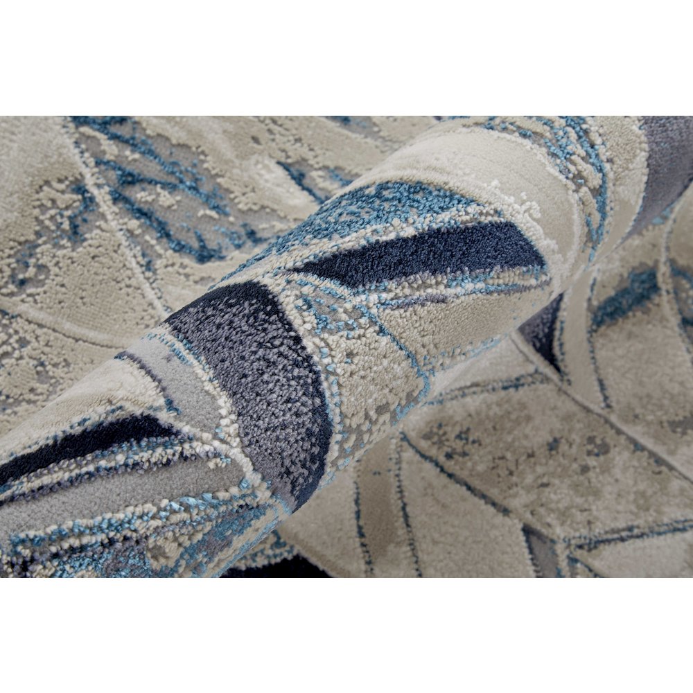Indio Modern Herringbone, Ivory/Blue/Gray, 12' x 15' Area Rug. Picture 5