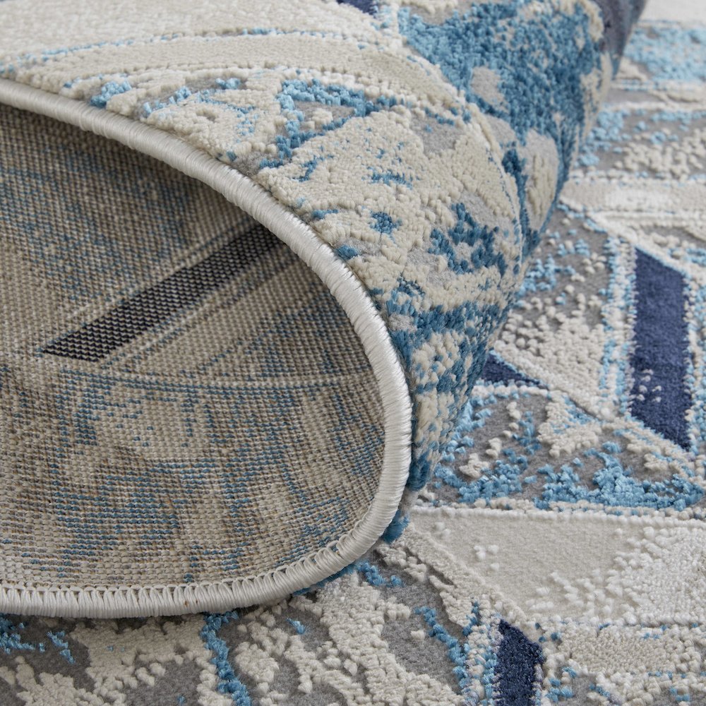 Indio Modern Herringbone, Ivory/Blue/Gray, 12' x 15' Area Rug. Picture 7