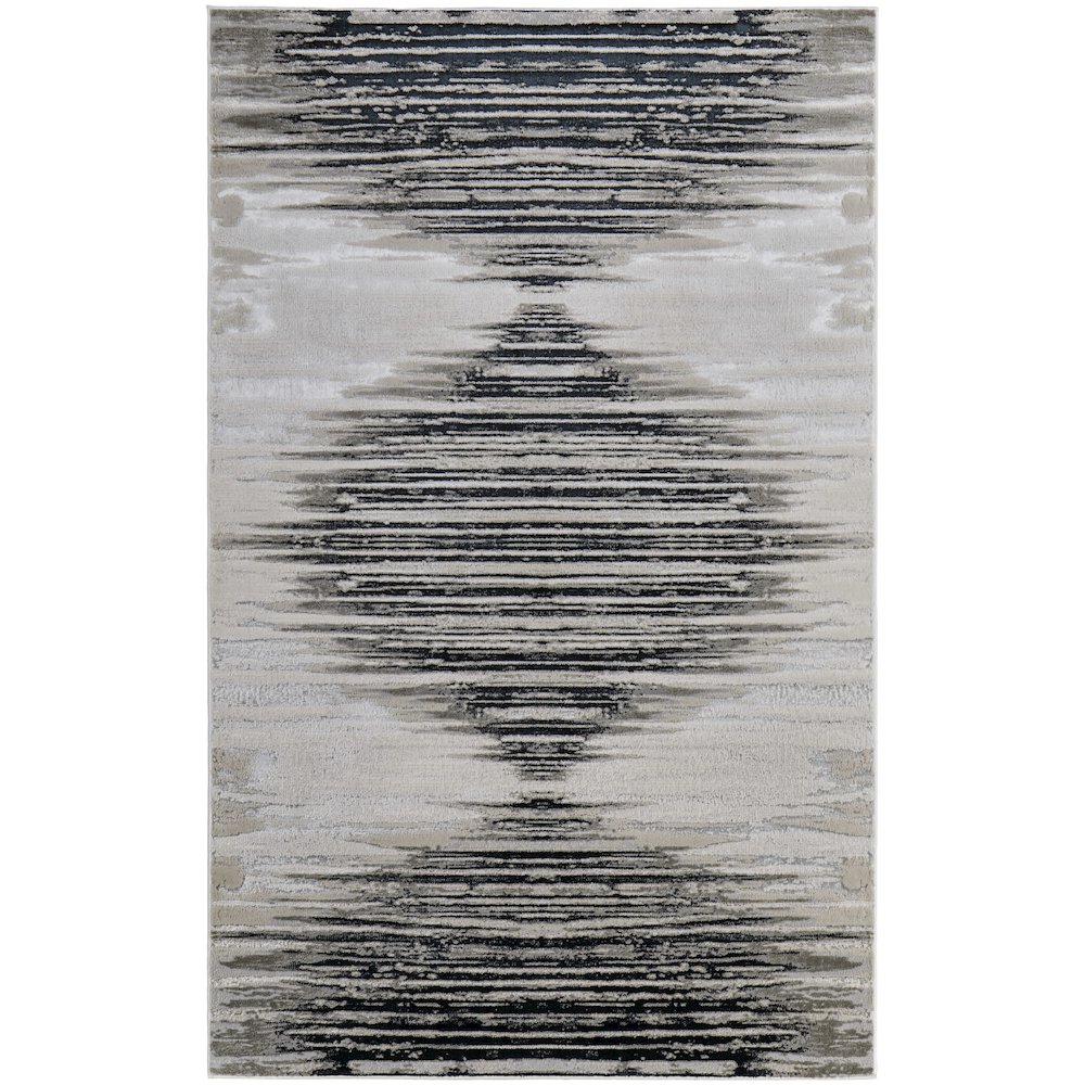 Micah Modern Diamond, Black/Silver/Taupe, 8' x 10' Area Rug. Picture 1