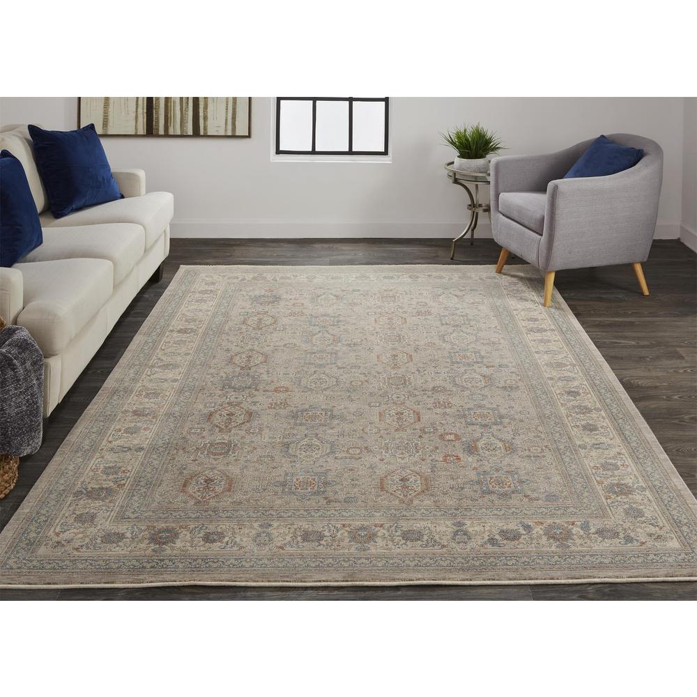 Marquette Rustic Persian Farmhouse Rug, Warm Gray/Blue, 2ft - 8in x 12ft, Runner, MRQ3761FGRYMLTI8C. Picture 1