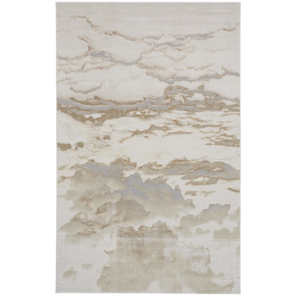 Aura Modern Abstract, Ivory/Tan/Gray, 3'-11" x 6' Accent Rug. Picture 1