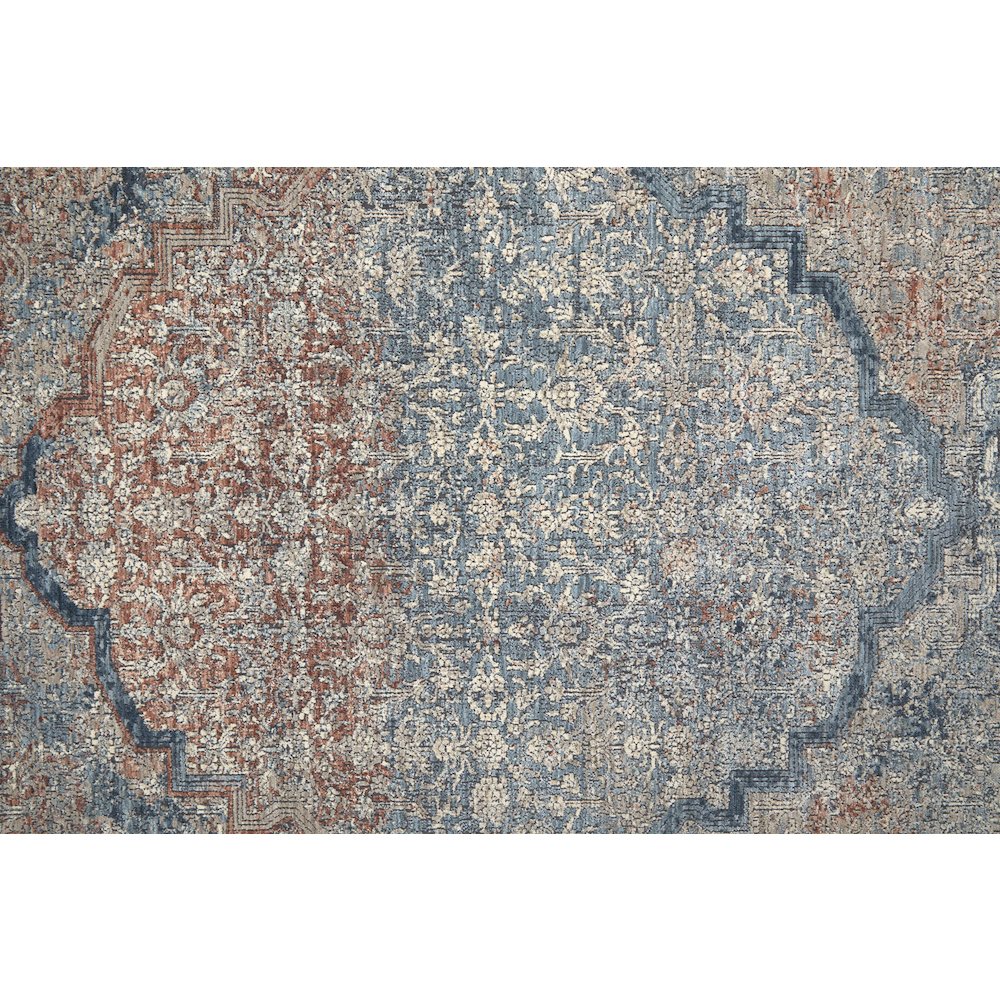 Marquette Transitional Medallion, Blue/Red/Gray, 4' x 5'-3" Accent Rug. Picture 6