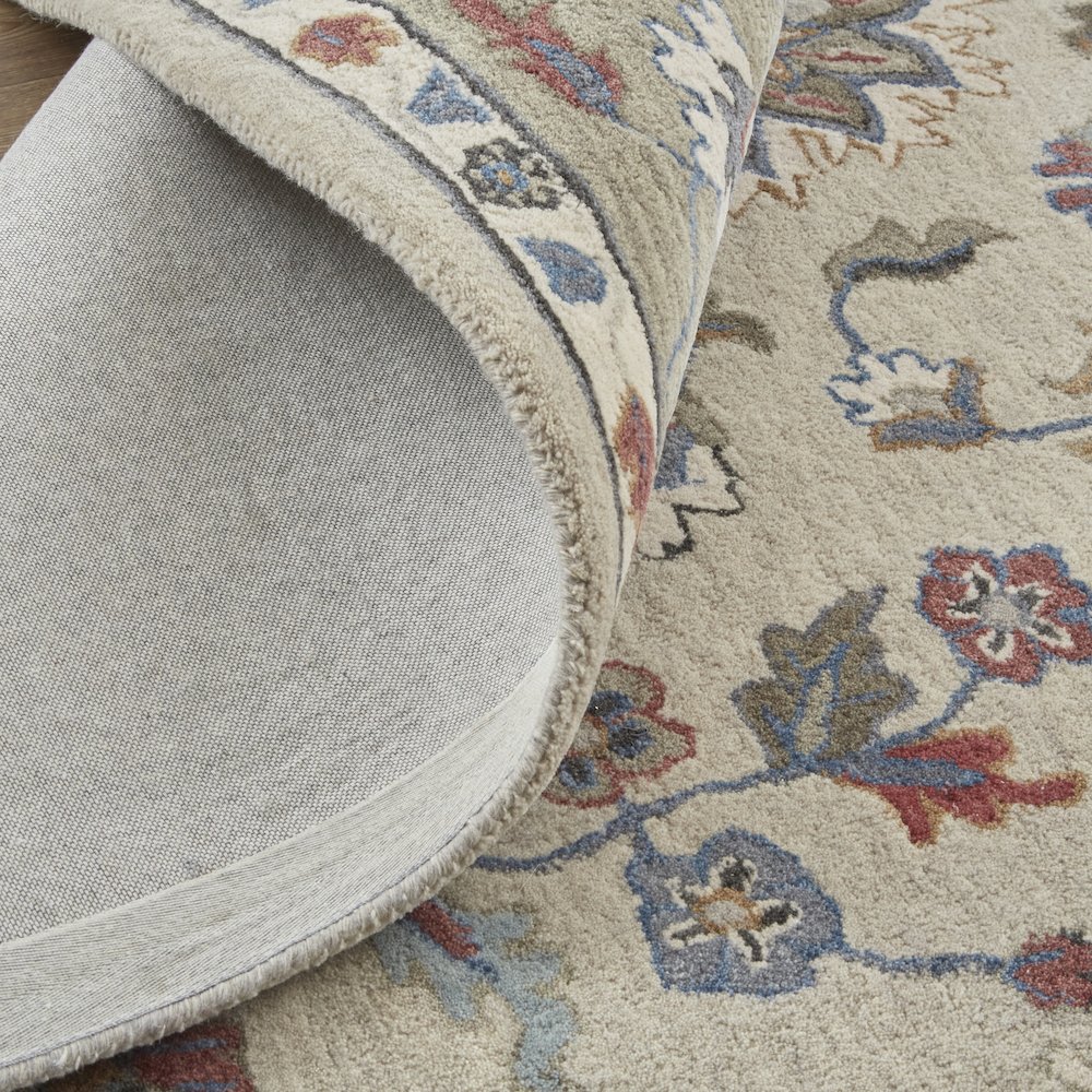 Rylan Transitional Oriental, Ivory/Taupe/Blue, 5' x 8' Area Rug. Picture 7