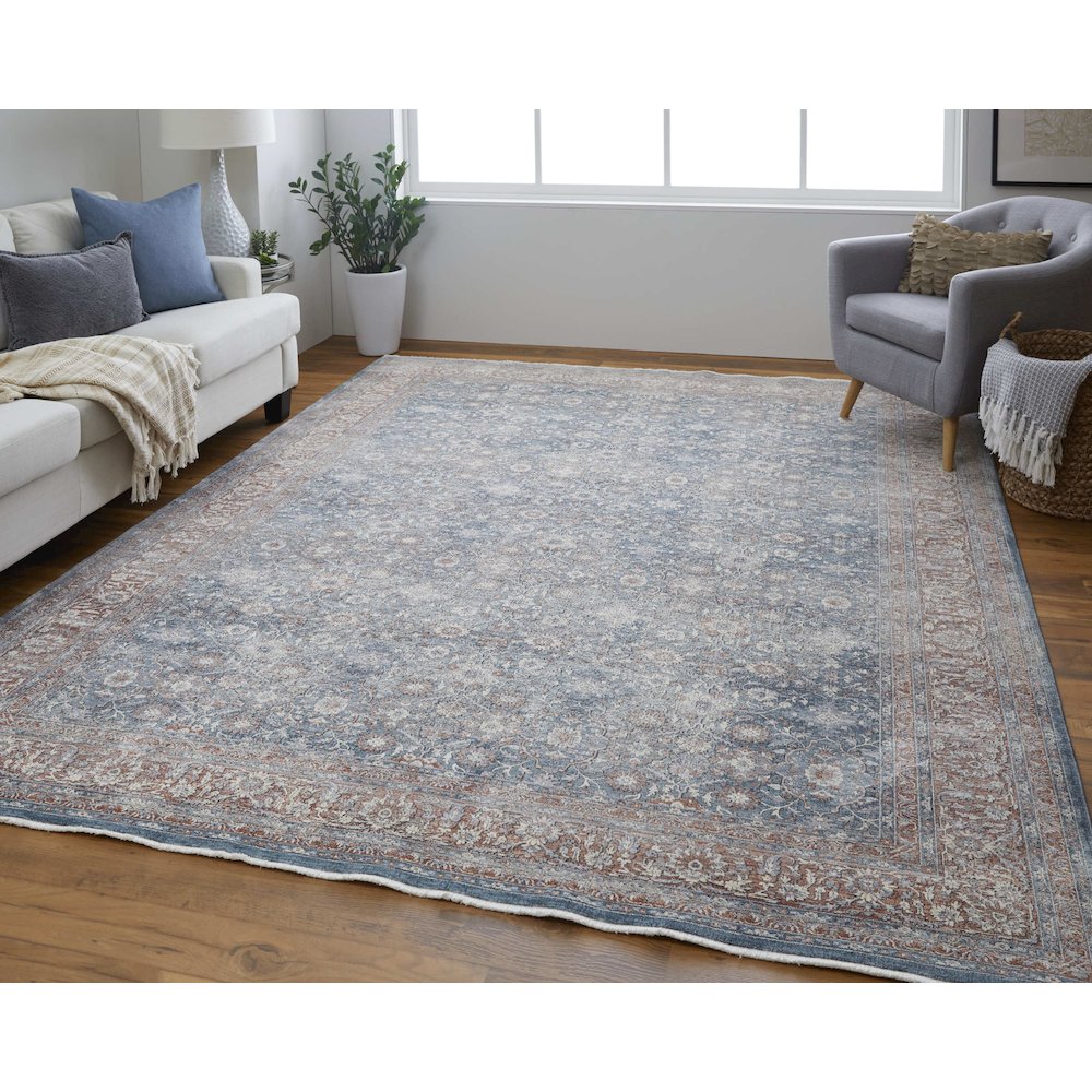 Marquette Transitional Oriental, Blue/Red, 7'-10" x 9'-10" Area Rug. Picture 2