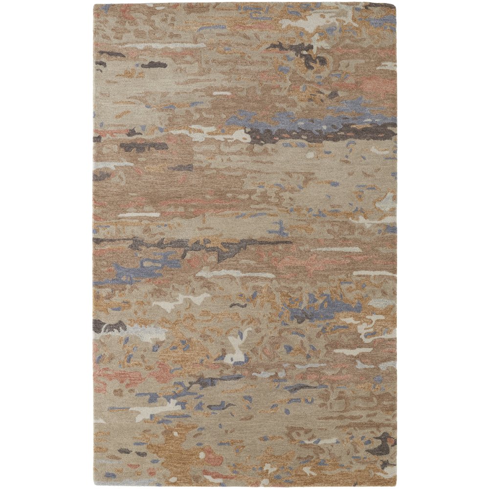 Everley Modern Abstract, Tan/Blue, 9' x 12' Area Rug. Picture 1
