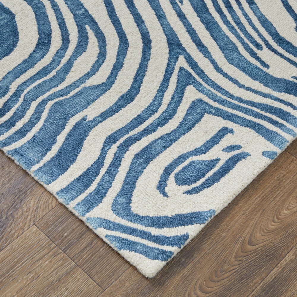 Lorrain Modern Abstract, Blue/Ivory, 8' x 11' Area Rug. Picture 3