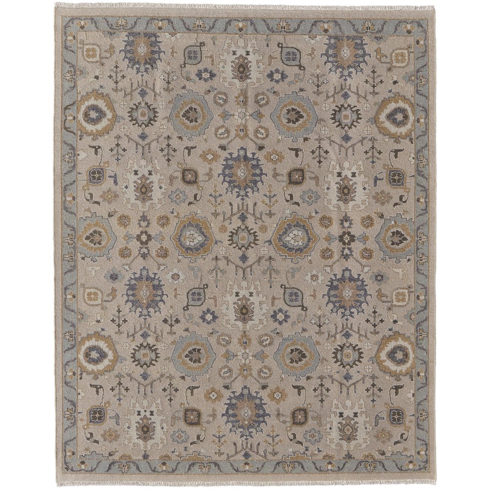 Corbitt Traditional Oriental, Tan/Blue/Gold, 3'-6" x 5'-6" Accent Rug. Picture 1
