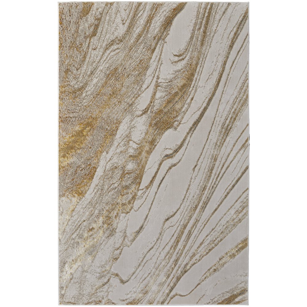 Aura Modern Abstract, Ivory/Taupe/Gold, 10' x 13'-2" Area Rug. Picture 1