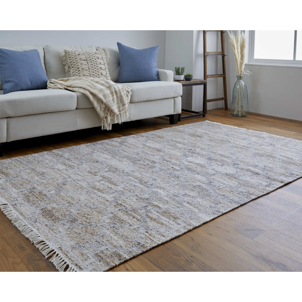 Beckett Transitional Trellis & Lattice, Tan/Gray/Ivory, 5' x 8' Area Rug. Picture 2