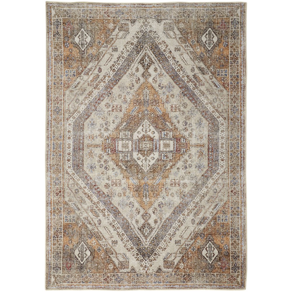 Percy Vintage Medallion Rug, Terracotta/Country Blue, 7ft-10in x 9ft-10in, PRC39ANFTAN000F71. Picture 1