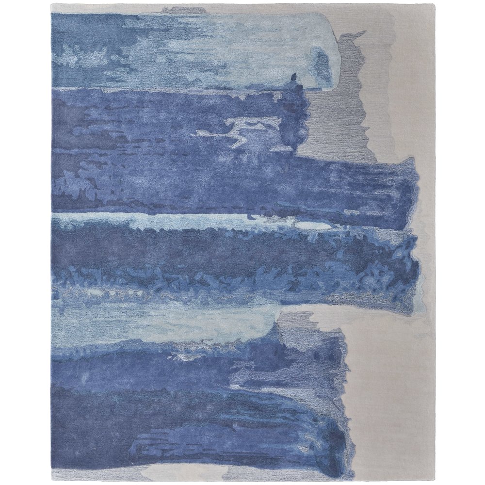 Anya Transitional Abstract, Blue/Ivory, 2' x 3' Accent Rug. Picture 1