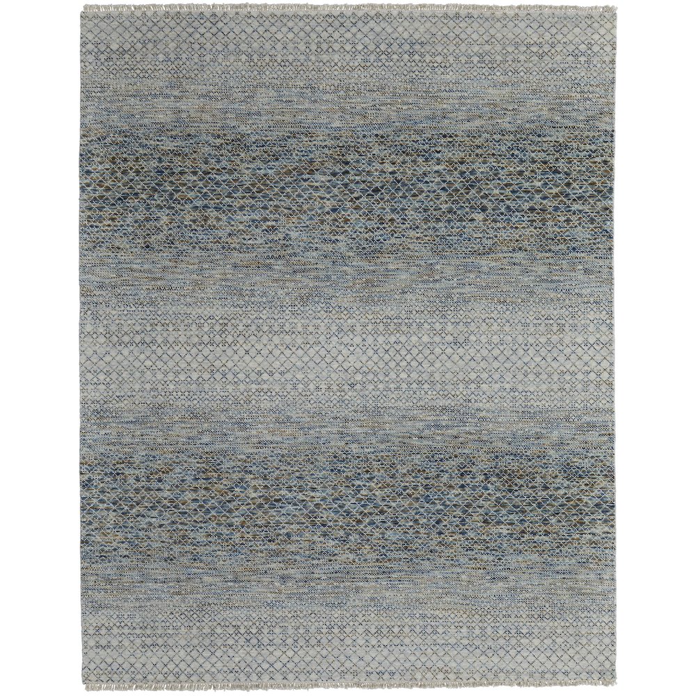 Branson Transitional Solid, Blue/Ivory/Brown, 2' x 3' Accent Rug. Picture 1