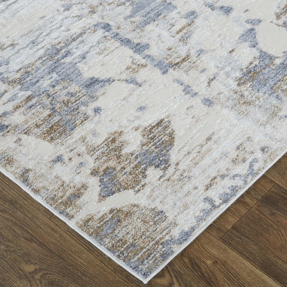Laina Transitional Abstract, Ivory/Gray/Blue, 7'-10" x 9'-6" Area Rug. Picture 3