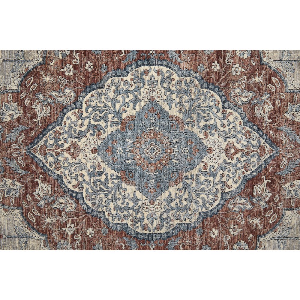 Marquette Transitional Medallion, Gray/Red/Blue, 2'-8" x 8' Runner. Picture 6