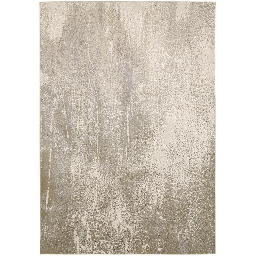 Aura Modern Abstract, Ivory/Gray/Gold, 8' x 10' Area Rug. Picture 1