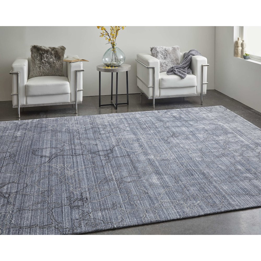 Whitton Modern Abstract, Gray/Blue, 9' x 12' Area Rug. Picture 2