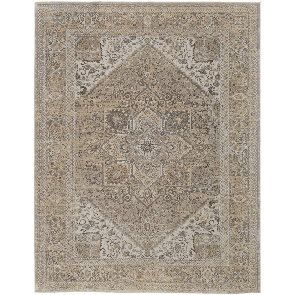 Celene Traditional Medallion, Brown/Ivory/Tan, 3'-9" x 5'-7" Accent Rug. Picture 1
