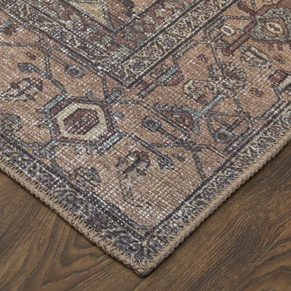 Percy Vintage Medallion Rug, Pink Clay/Charcoal Gray, 7ft-10in x 9ft-10in, PRC39ALFBRNRSTF71. Picture 4