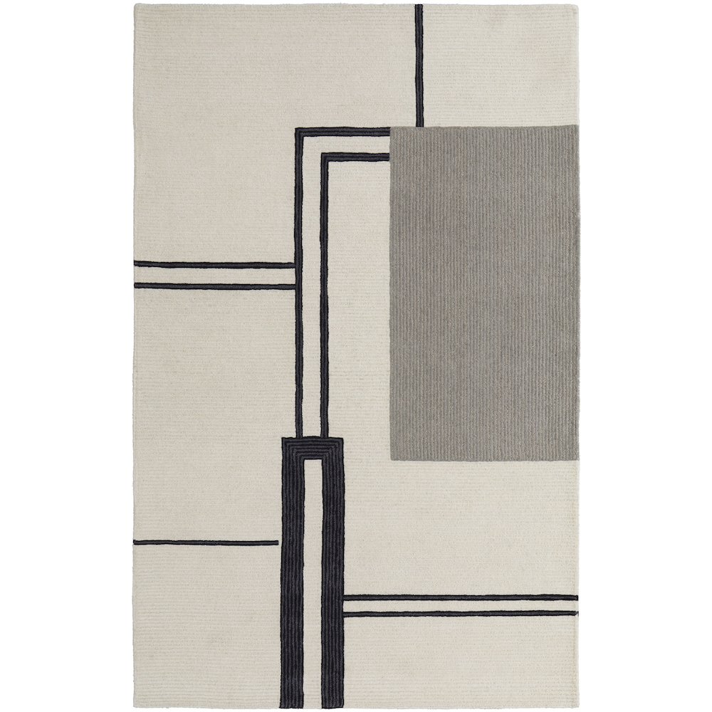 Maguire Transitional Abstract, Ivory/Gray/Black, 3'-6" x 5'-6" Accent Rug. Picture 1