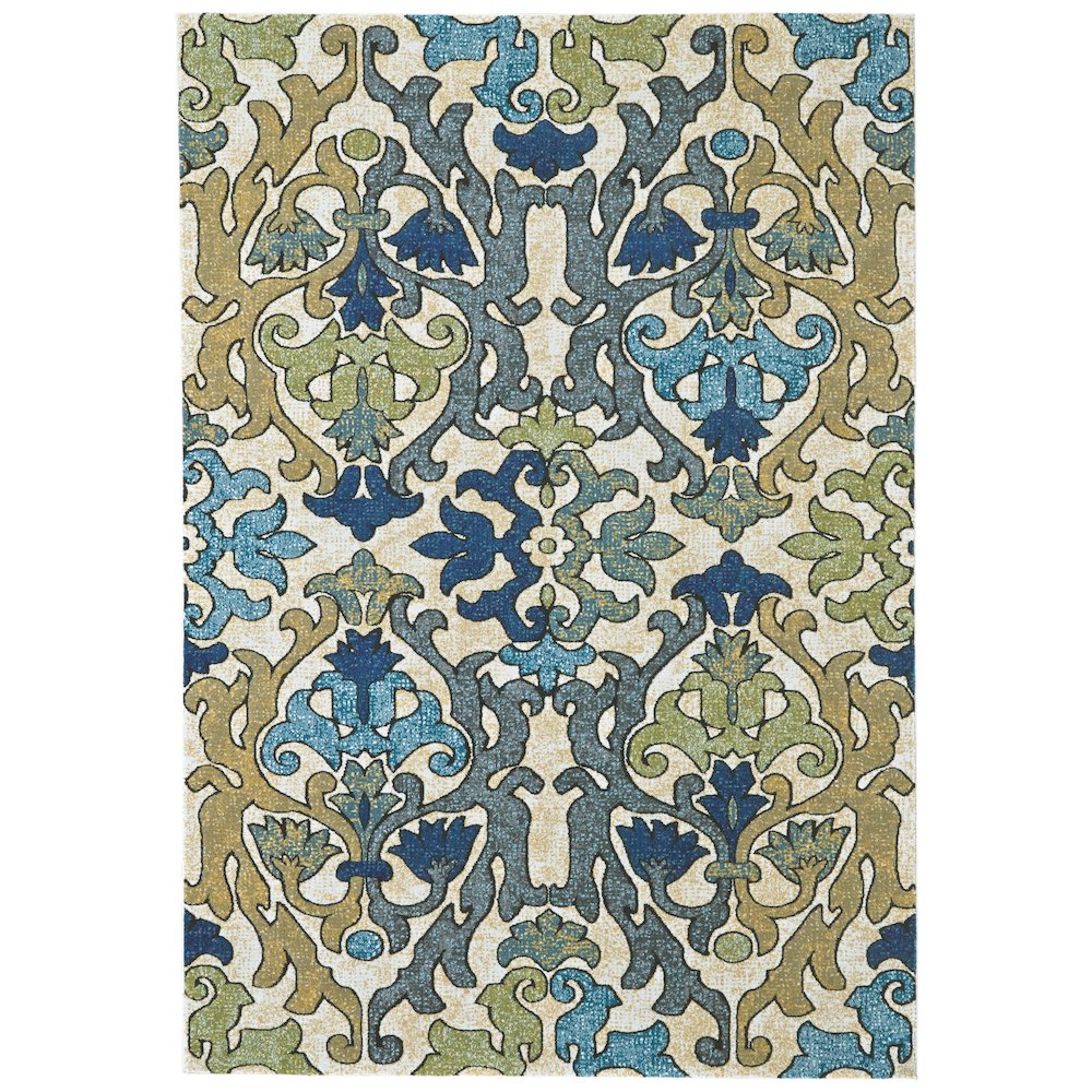 Brixton Modern Floral & Botanical, Gray/Green/Tan, 6'-7" x 9'-6" Area Rug. Picture 1