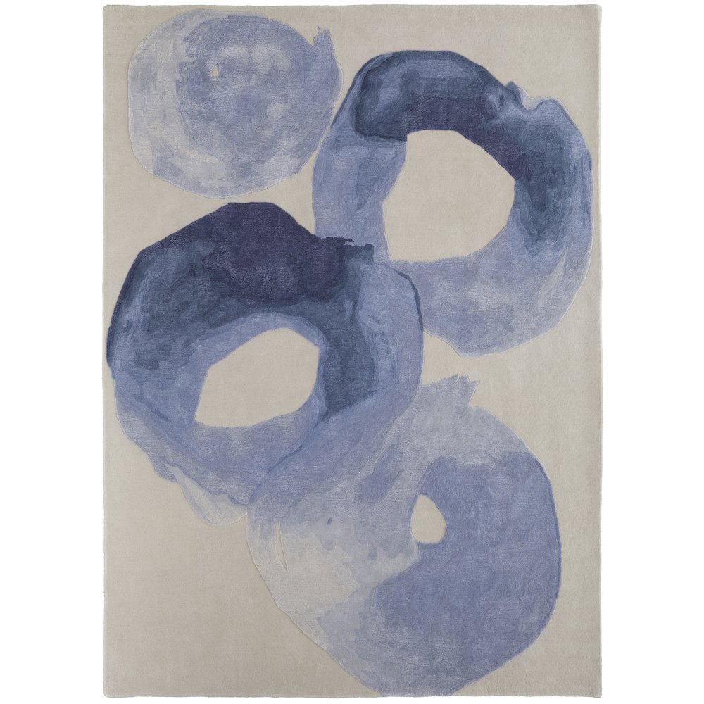 Anya Transitional Abstract, Blue/Ivory, 5' x 8' Area Rug. Picture 1