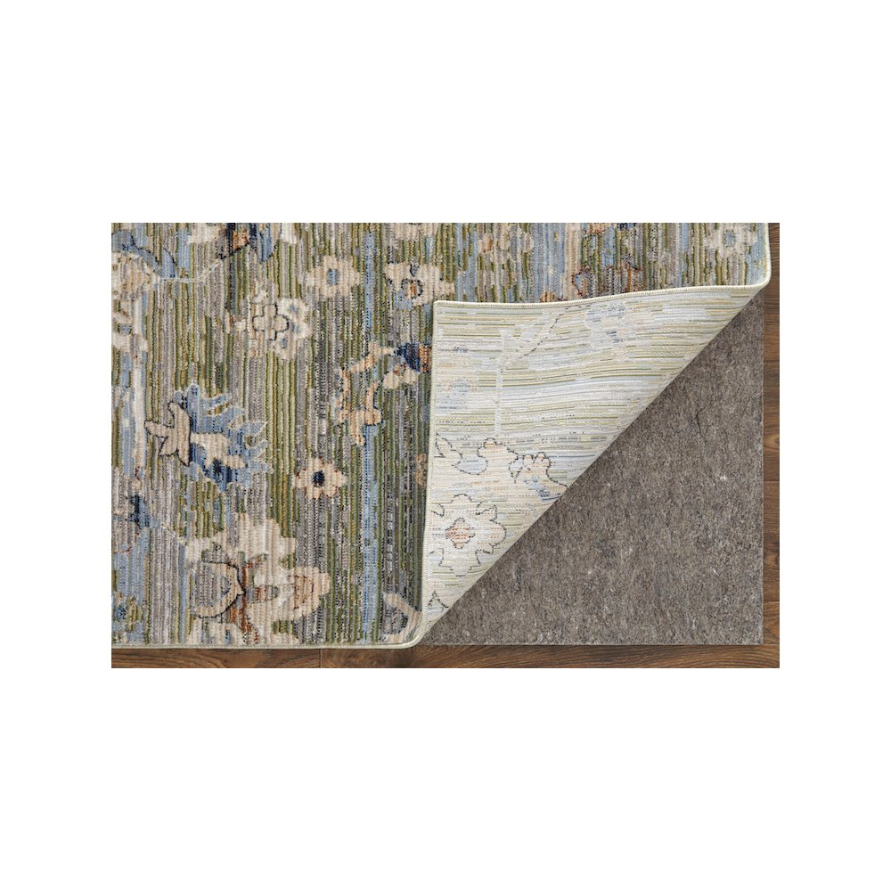 Melrose Traditional Floral & Botanical, Green/Ivory/Blue, 5' x 7'-6" Area Rug. Picture 4