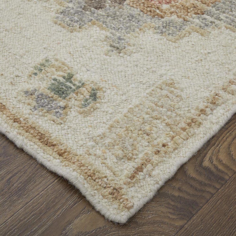 Transitional Floral & Botanical, Ivory/Orange/Gray, 5'-6" x 8'-6" Area Rug. Picture 3