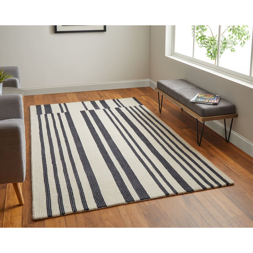 Maguire Transitional Abstract, Ivory/Black, 8' x 10' Area Rug. Picture 2