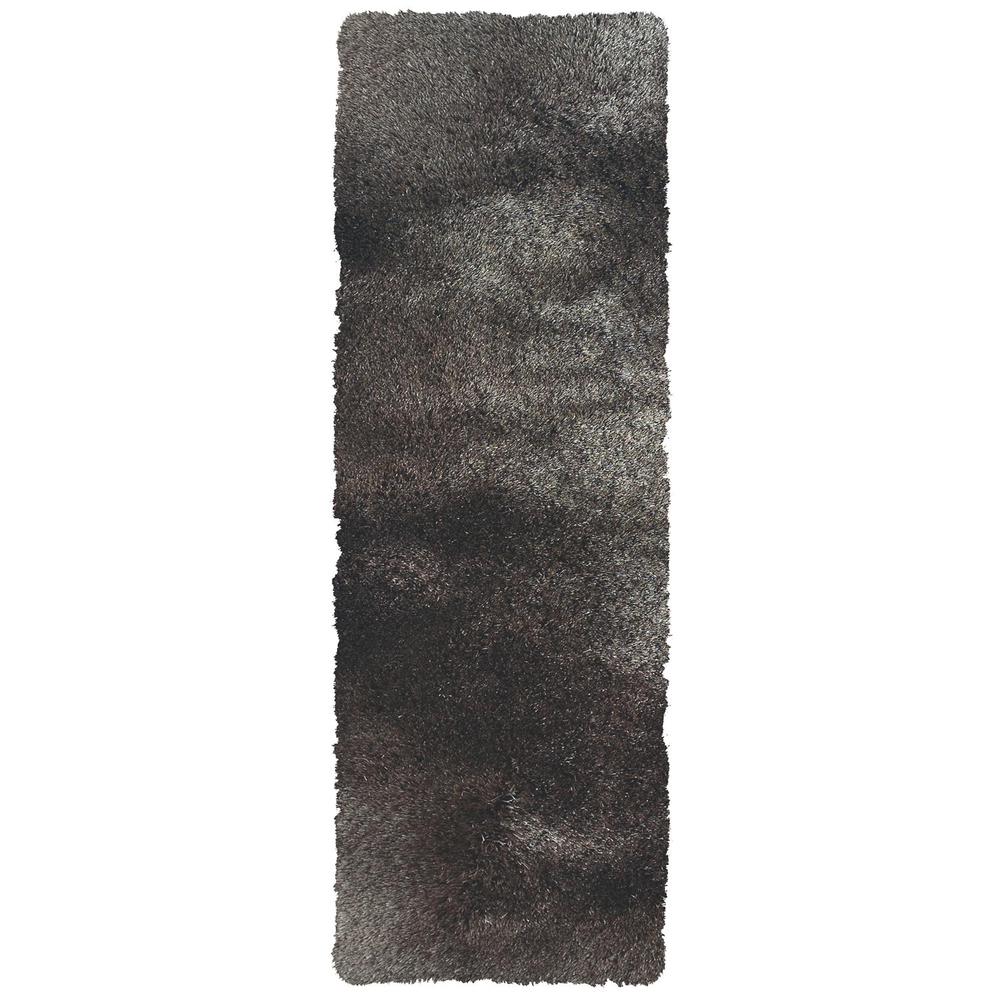 Indochine Plush Shag Runner with Metallic Sheen, Gray/Silver Mink, 2ft-6in x 6ft, 4944550FGRY000I26. Picture 1