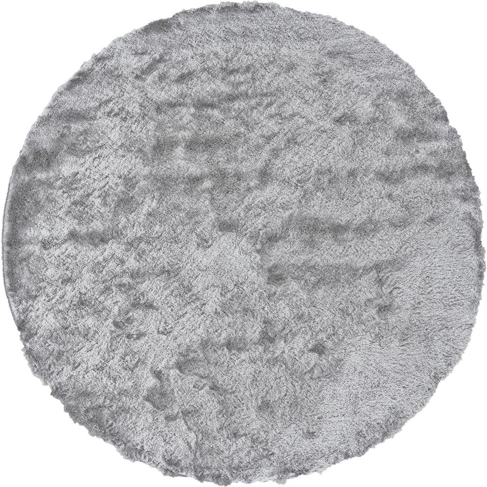 Indochine Plush Shag Rug with Metallic Sheen, Platinum/Gray, 10ft x 10ft Round, 4944550FPLA000N95. Picture 1