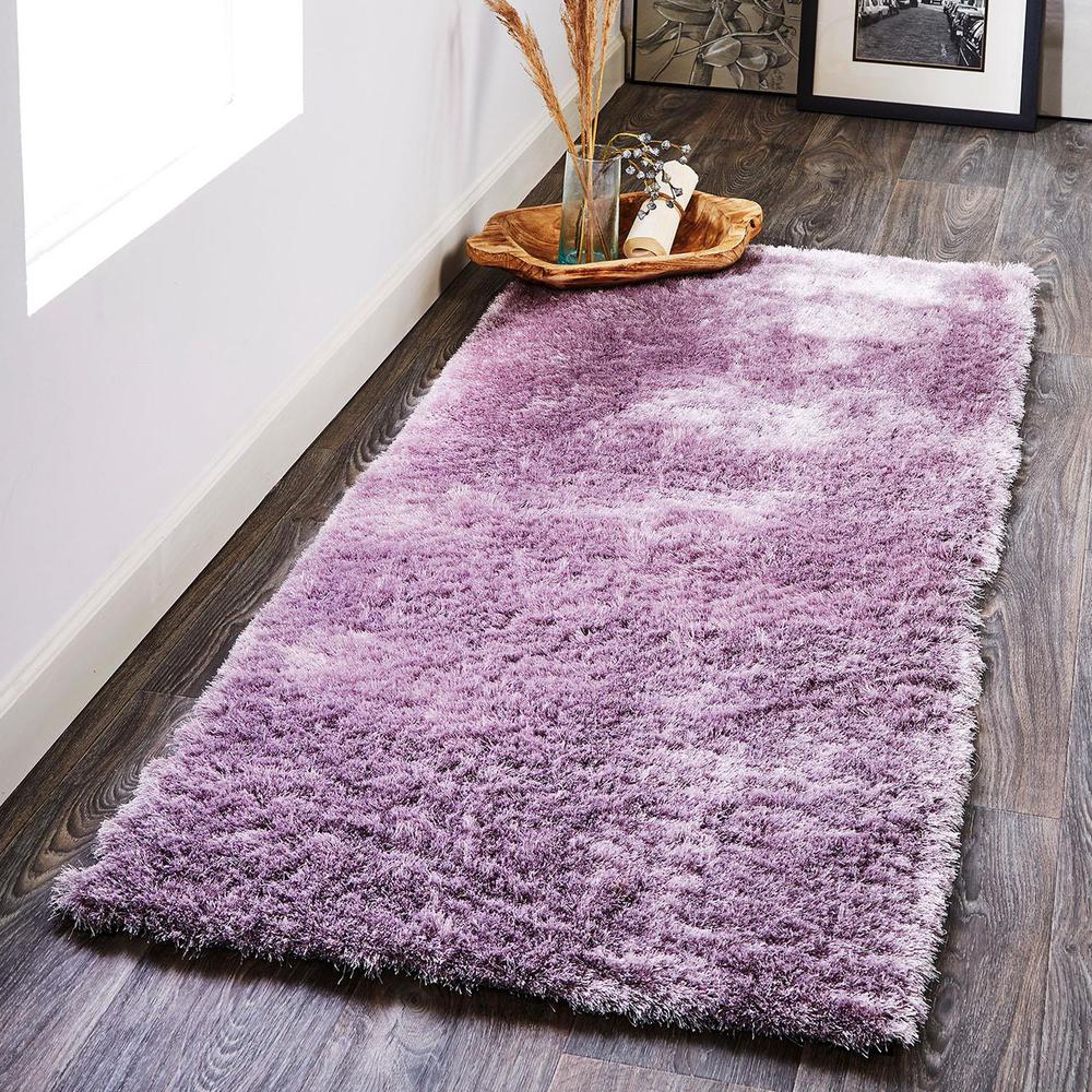 Indochine Plush Shag Rug with Metallic Sheen, Amethyst Quartz, 2ft-6in x 6ft, Runner, 4944550FSMYAMSI26. Picture 1