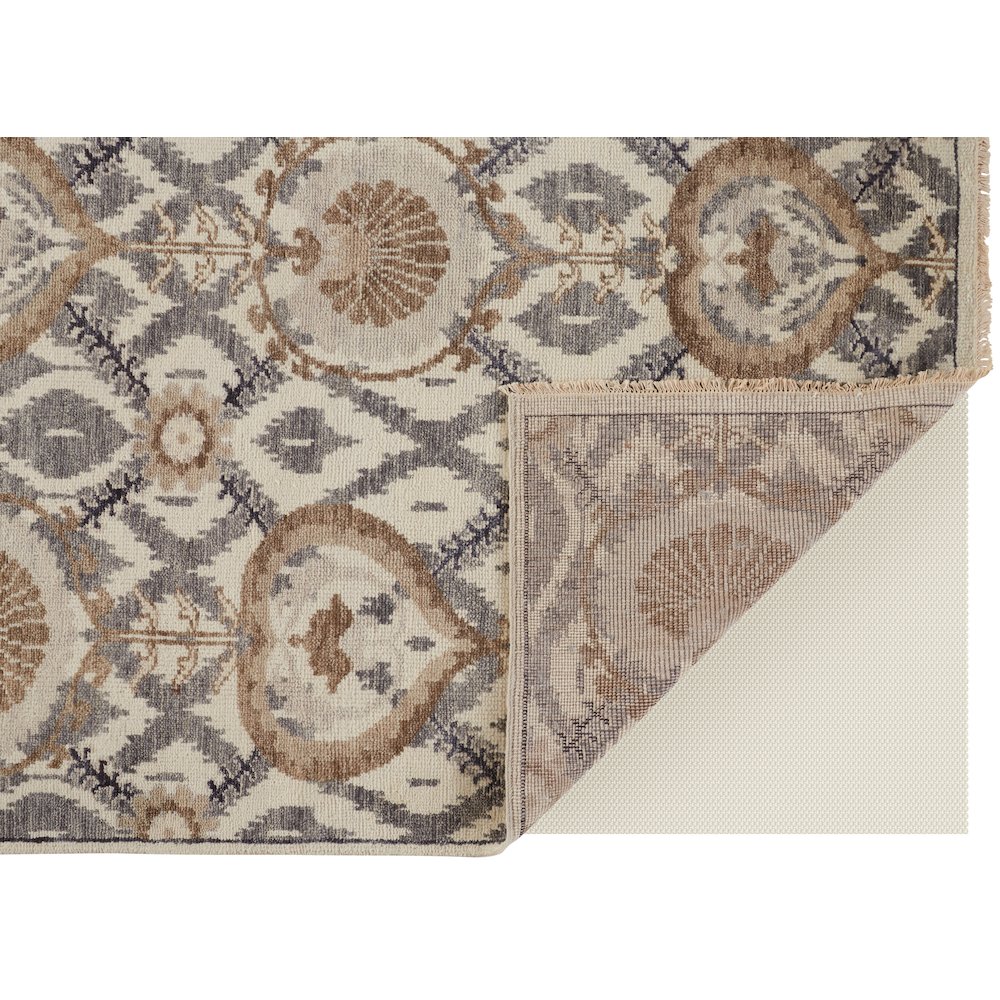 Beall Luxury Wool Rug, Ornamental Ikat, Beige, 5ft - 6in x 8ft - 6in Area Rug, BEA6712FGRYBRNE50. Picture 4