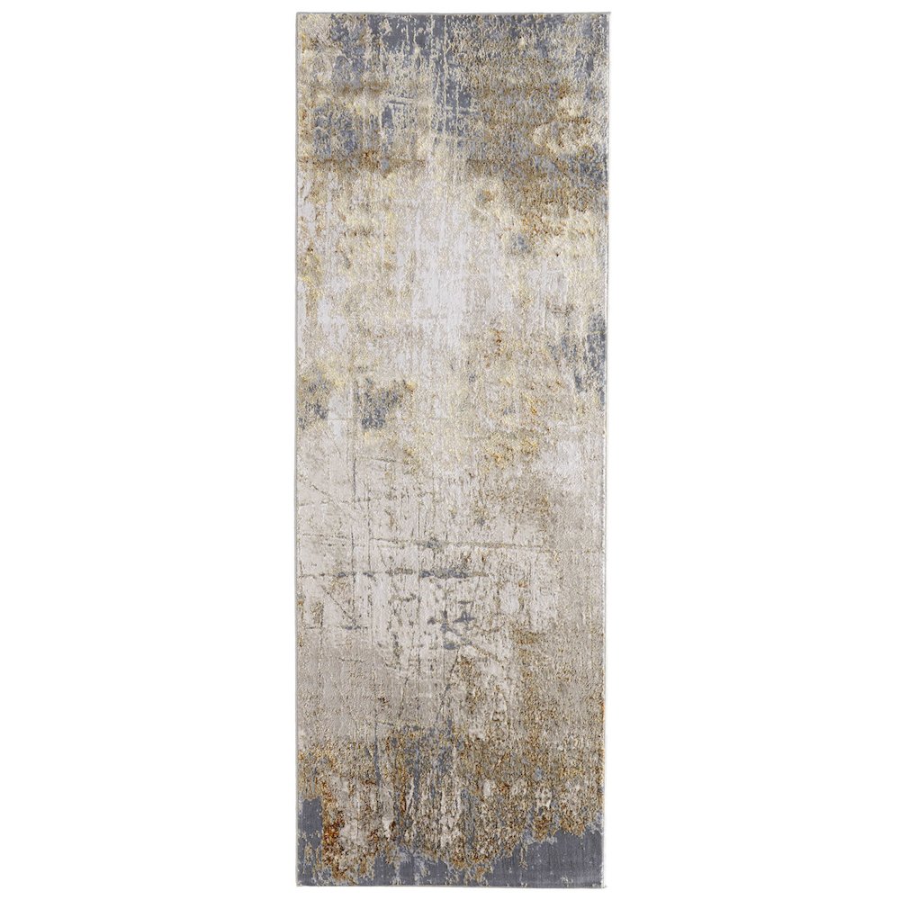 Aura Modern Abstract, Ivory/Brown/Gray, 2'-10" x 7'-10" Runner. Picture 1