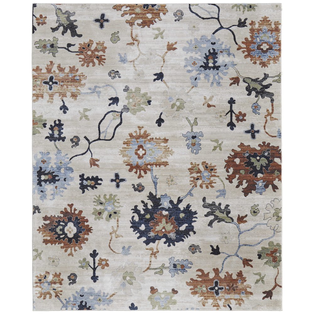 Melrose Transitional Floral & Botanical, Ivory/Red/Blue, 2' x 3' Accent Rug. Picture 1
