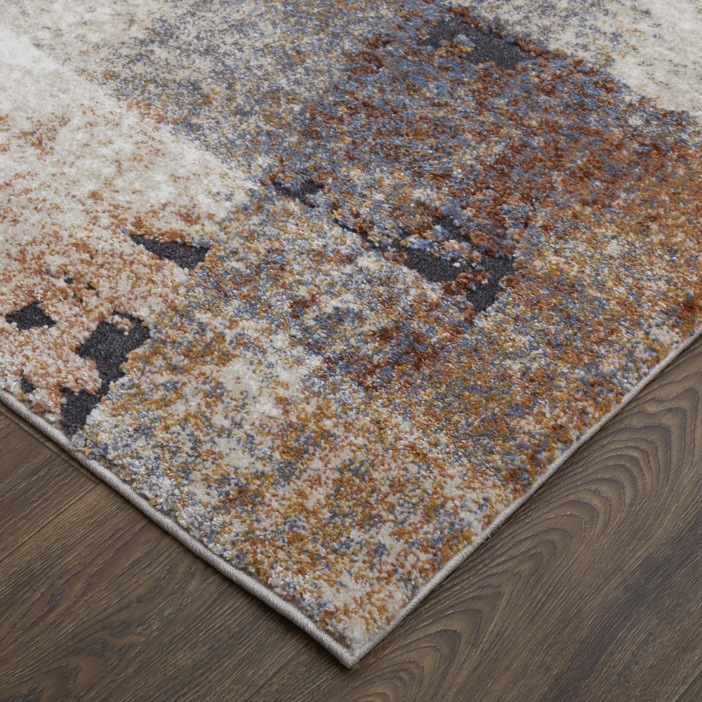 Gilmore Modern Color Block, Blue/Ivory/Taupe, 5'-3" x 8' Area Rug. Picture 3