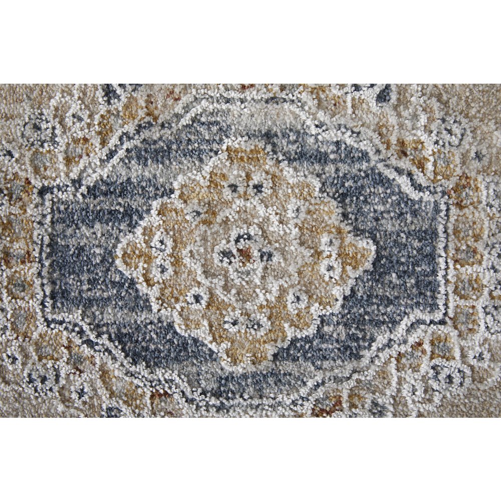 Pasha Transitional Medallion, Ivory/Taupe/Blue, 9'-0" x 12'-8" Area Rug. Picture 6