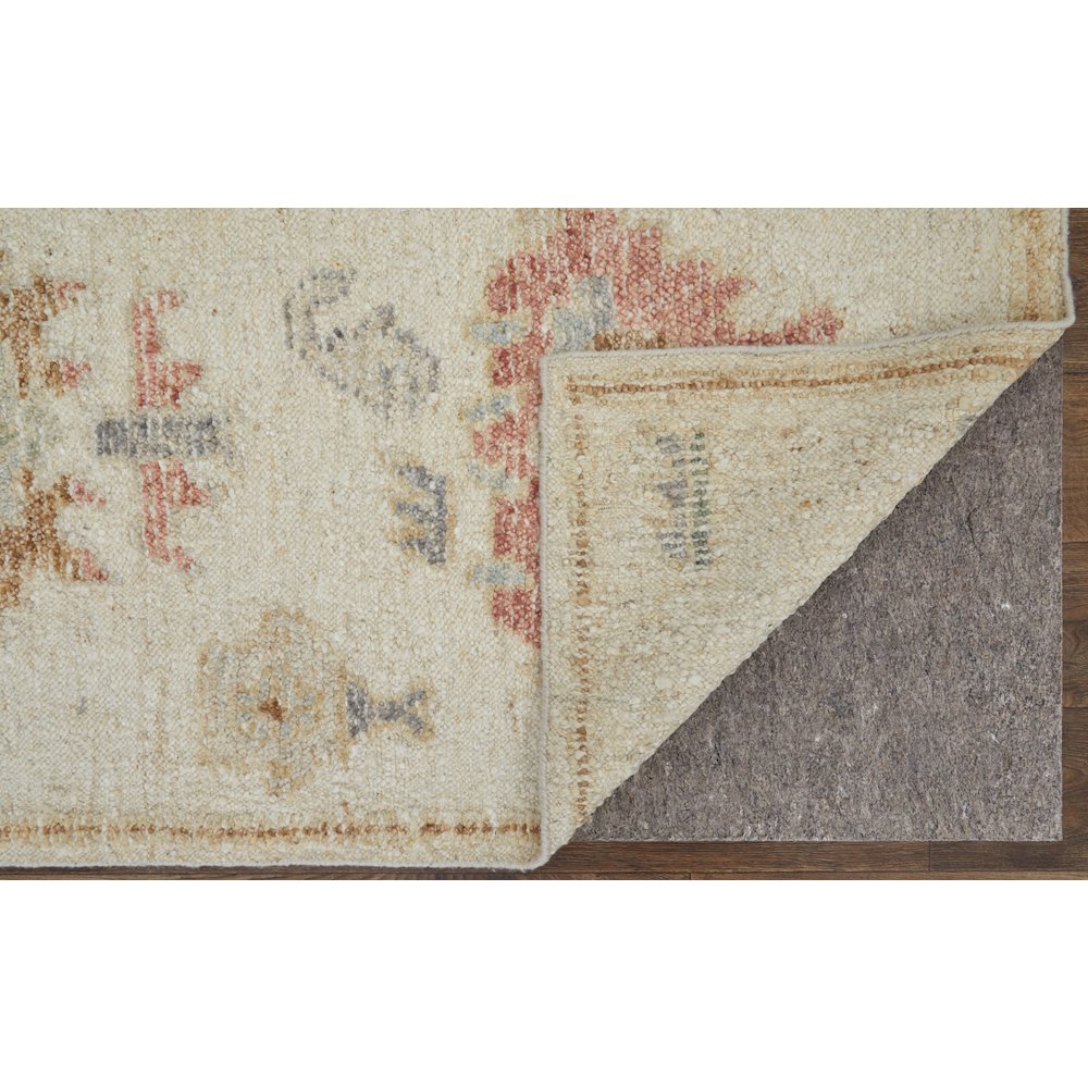 Transitional Floral & Botanical, Ivory/Orange/Gray, 7'-9" x 9'-9" Area Rug. Picture 4