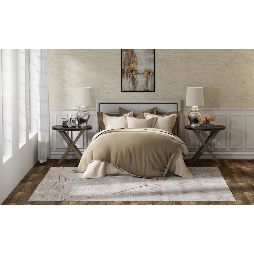 Waldor Modern Abstract, Taupe/Brown/Silver, 6'-7" x 9'-6" Area Rug. Picture 3