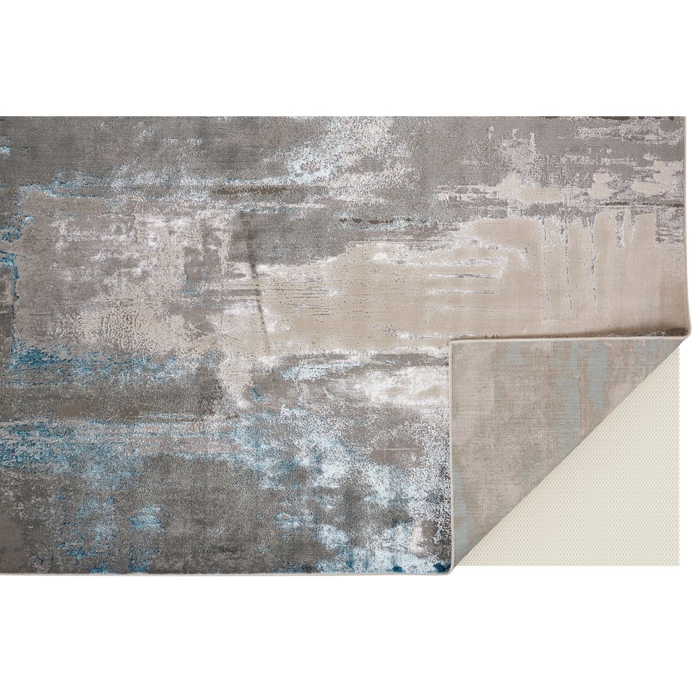 Azure Modern Abstract, Gray/Ivory/Blue, 8' x 10' Area Rug. Picture 3
