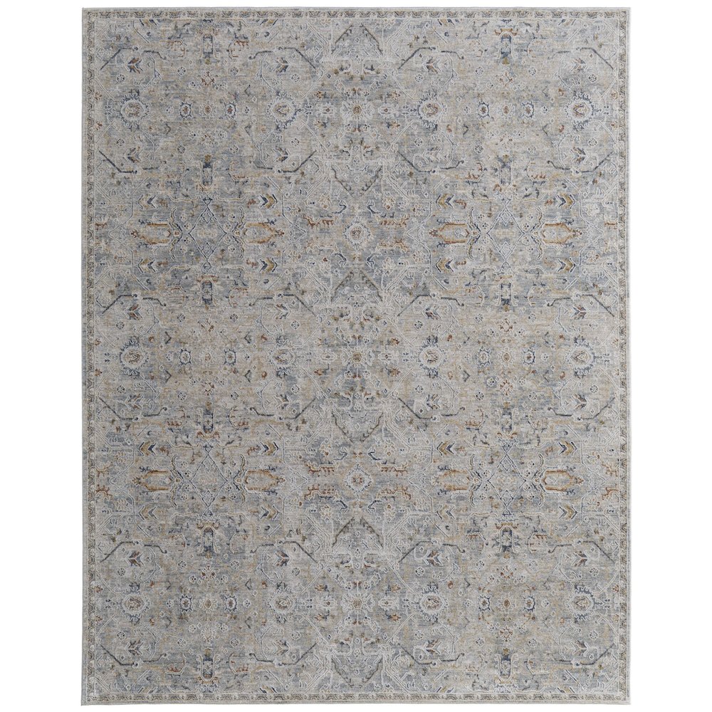 Pasha Transitional Distressed, Ivory/Blue/Tan, 7'-10" x 10'-3" Area Rug. Picture 1