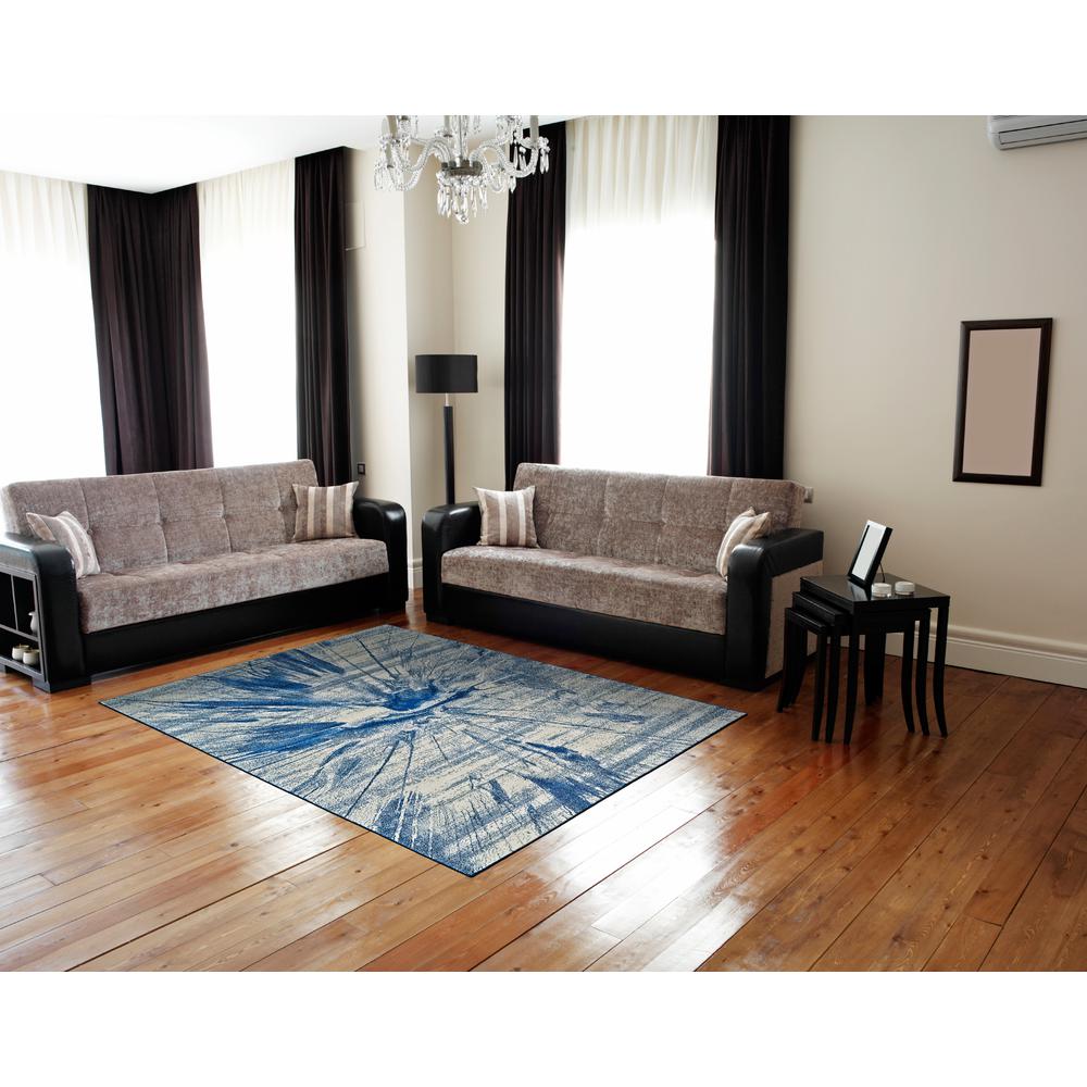 Brixton Contemporary Sunburst Print Rug, Cobalt Blue, 6ft-7in x 9ft-6in Area Rug, 6163601FCBT000F05. Picture 1