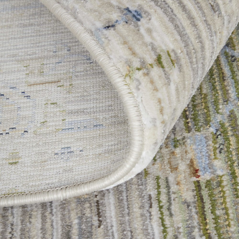 Melrose Transitional Distressed, Ivory/Green/Blue, 9'-0" x 12'-8" Area Rug. Picture 7
