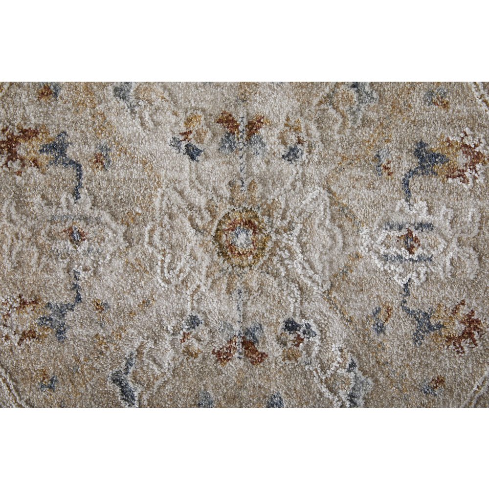 Pasha Transitional Distressed, Taupe/Ivory/Blue, 6'-7" x 9'-6" Area Rug. Picture 6