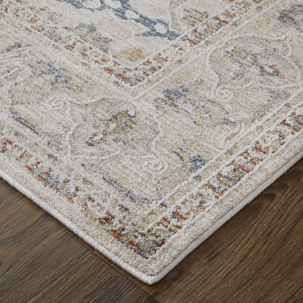 Pasha Transitional Ikat, Ivory/Blue/Red, 2' x 3' Accent Rug. Picture 4