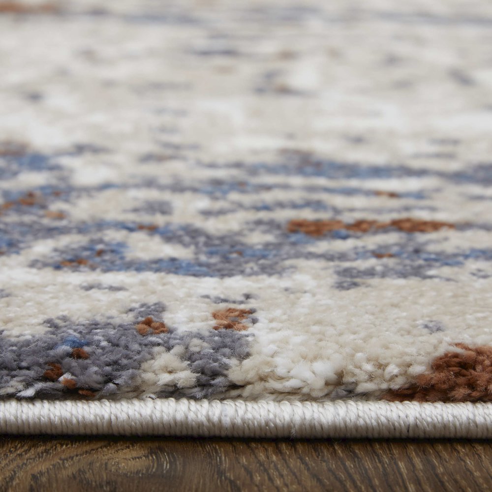 Gilmore Modern Abstract, Ivory/Blue/Gray, 2'-6" x 8' Runner. Picture 8