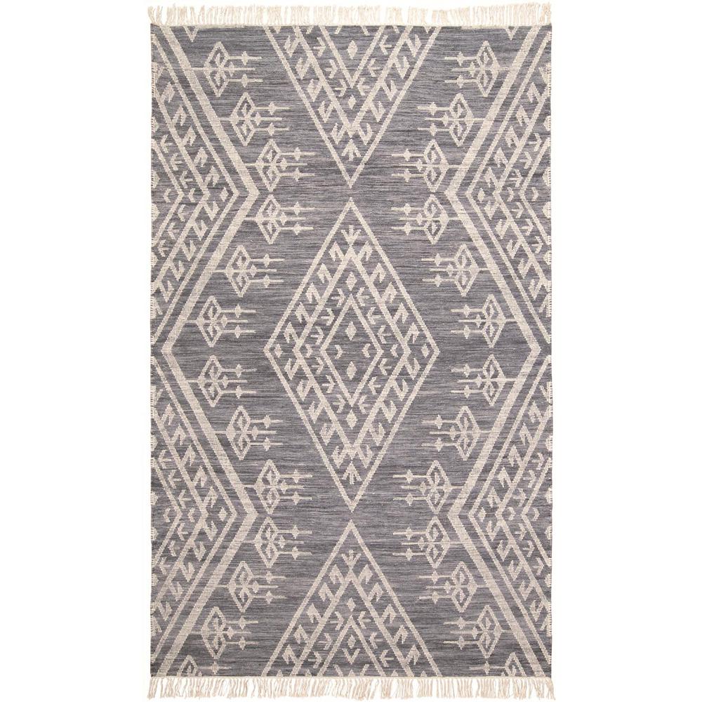 Savona Bohemian Geometric Flatweave Rug, Dusty Blue/Ivory, 9ft x 12ft Area Rug, 8590795FNVYIVYG00. Picture 1