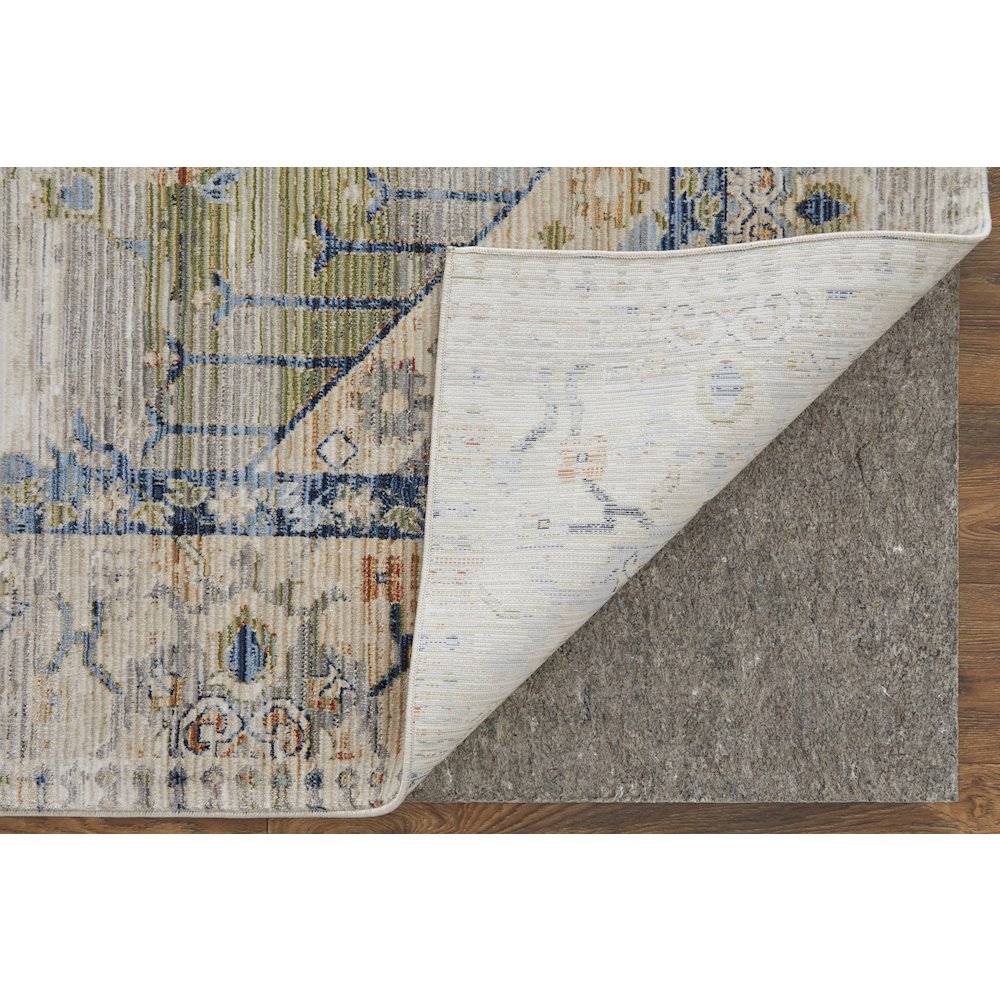 Melrose Transitional Distressed, Ivory/Green/Blue, 9'-0" x 12'-8" Area Rug. Picture 4